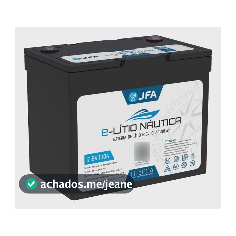 Bateria Náutica Lítio 100ah 12,8v Lifepo4 Bluetooth Bms Jfa