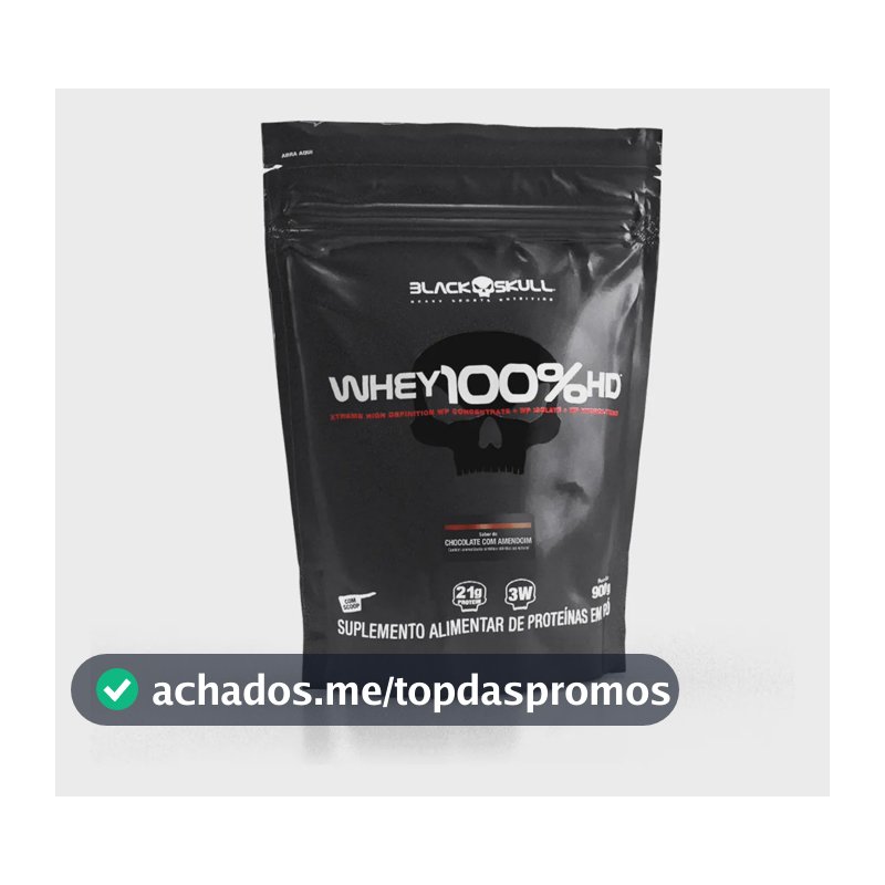 Suplemento em pó Black Skull Whey 100% HD sabor Chocolate com Amendoim 900 g