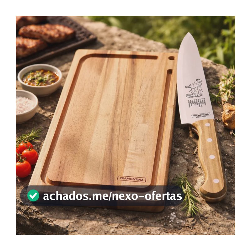Kit Para Churrasco Com Tabua De Madeira E Faca Tramontina