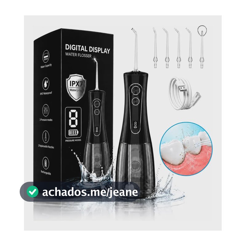 Irrigador Oral Elétrico Portátil Px7 400ml 8 Modos 5 Bicos Preto 127/220v