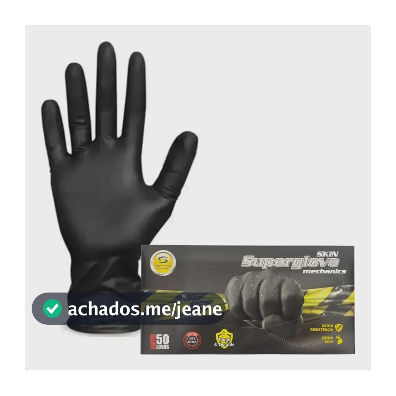 Luva Superglove Nitrílica Super Safety Para Mecânico Preto Gg-t10