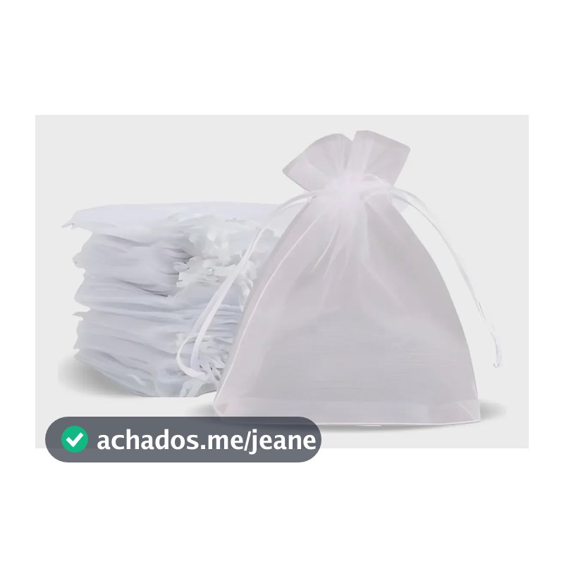 Kit 100 Un Saco Organza Saquinho 9x12 Branco Lembrancinha Branco Liso