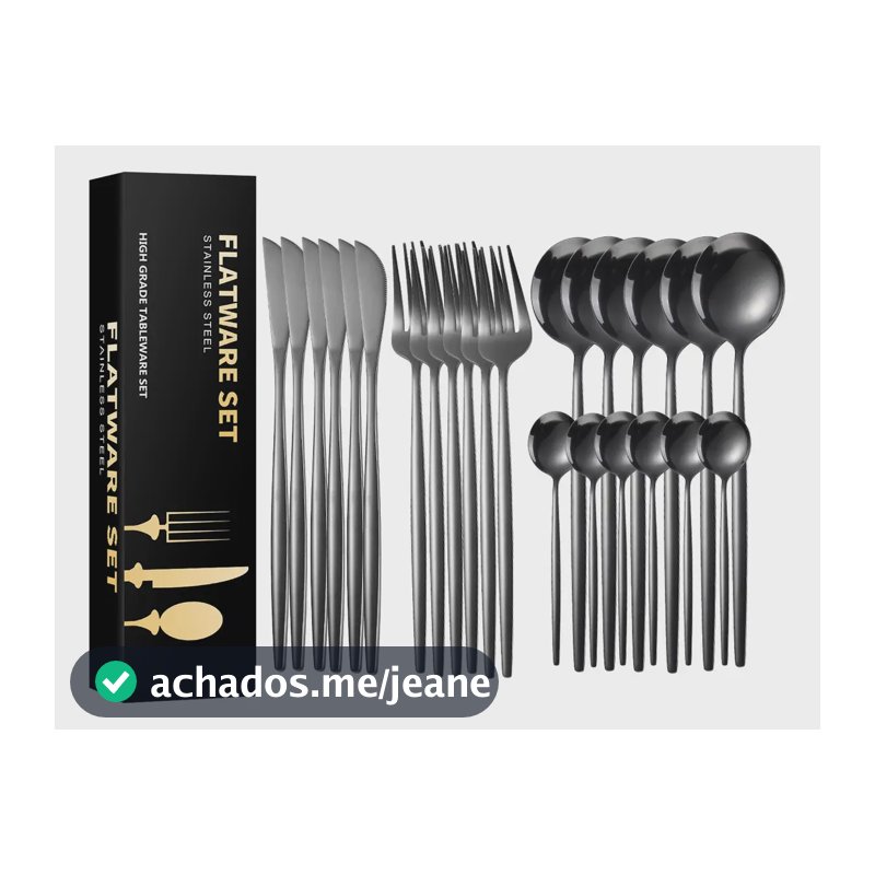 Conjunto De Talheres De Aço Luxo Inoxidável 24pcs Faqueiros Preto