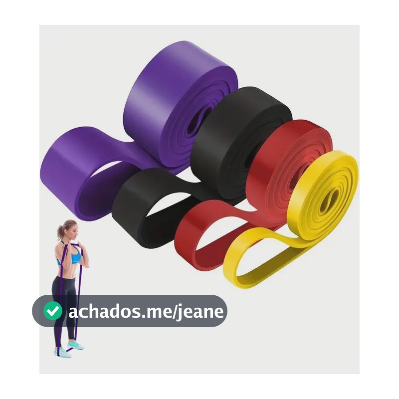 Kit Super Band 4 Intensidades Elastico Fitness Band Treino Amarelo, Vermelho, Preto, Roxo