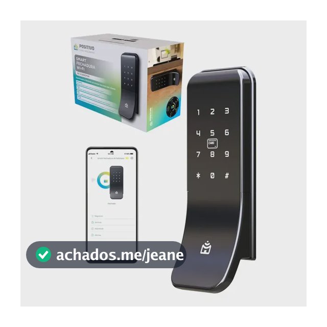 Smart Fechadura Digital Wi-Fi de Sobrepor Positivo Casa Inteligente, Abertura por Senha, Biometria, Tag, Chave e Aplicativo, Fechamento Automático – Preta