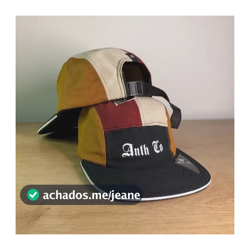 Boné Anth Co. Aba Reta Five Panel Fitão Preto Un Lisa