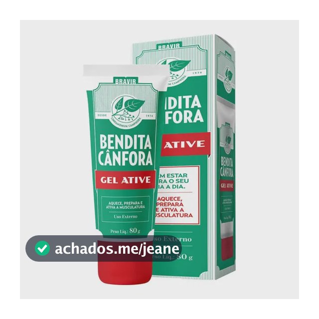 Gel Ative 80g Bendita Cânfora Bravir Aquece Pré Treino Ative Cânfora