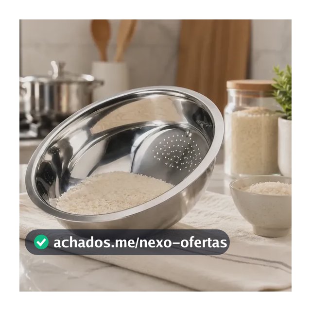 Escorredor Lavador De Arroz Inox 26cm Tigela Escorredora Com Drenagem Para Lavar Arroz Feijão Grãos Legumes Frutas Multiuso Cozinha