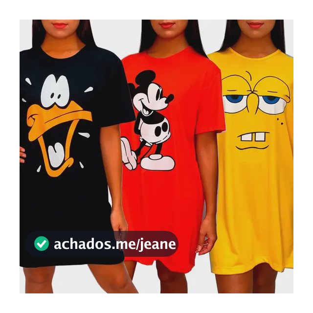Kit 3 Camisolas Vestido Malha Feminino Personagem Pijama