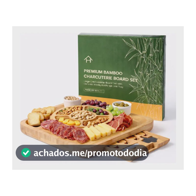 Tábua Para Queijo E Frios De Bambu, Petisqueira, Facas. Bege
