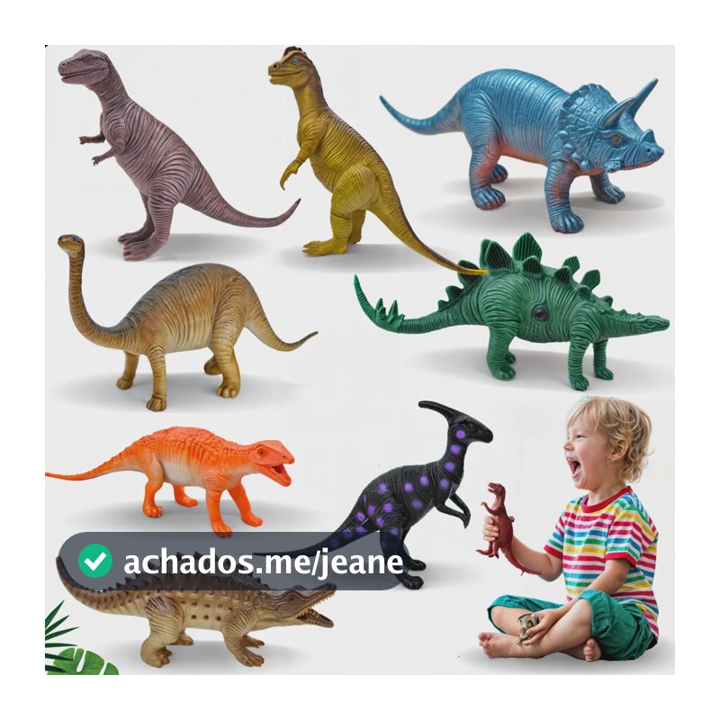 Kit 8 Dinossauros Dino World em Borracha Soft 3-6 anos