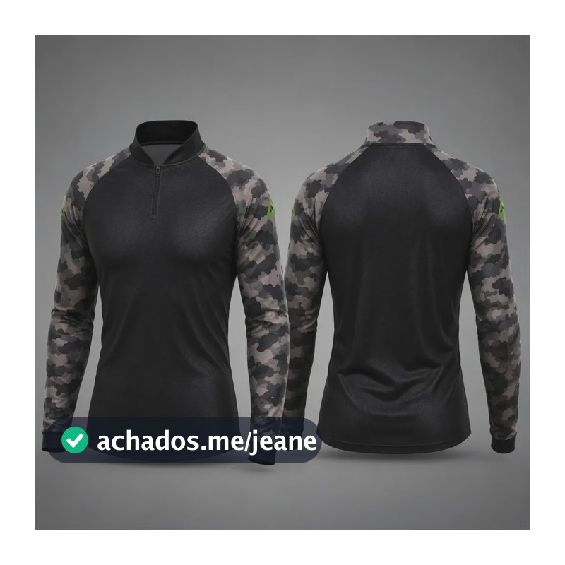 Camisa Masculina De Pesca  Prot Uv50+ Dry Sk Preta Camuflada Preto M