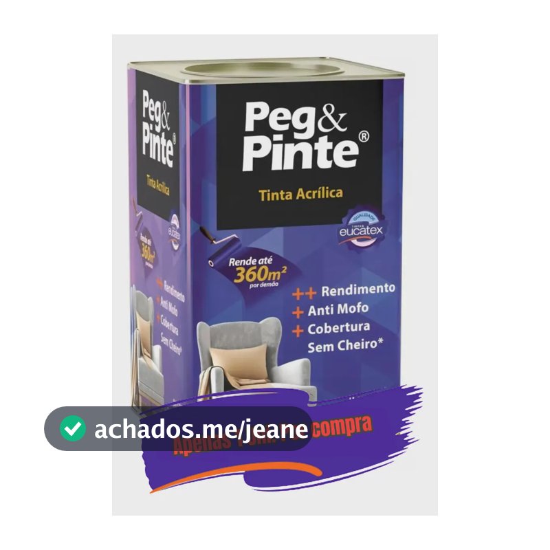 Tinta Acrílica Eucatex Peg & Pinte 18 L, Branco Gelo Fosco, para Interiores
