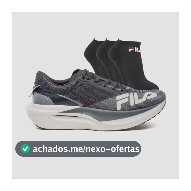 Tênis Fila Racer Carbon 3 Placa Carbono Corrida + Kit Meias Preto 37 Br
