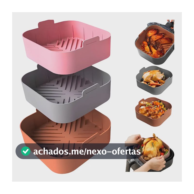 Kit 3 Forma De Silicone Air Fryer Antiaderente Microondas Boa Dica