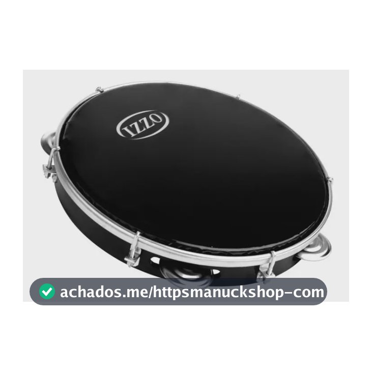Pandeiro Izzo 10 Abs Preto Pele Nylon Preta Profissional Preto