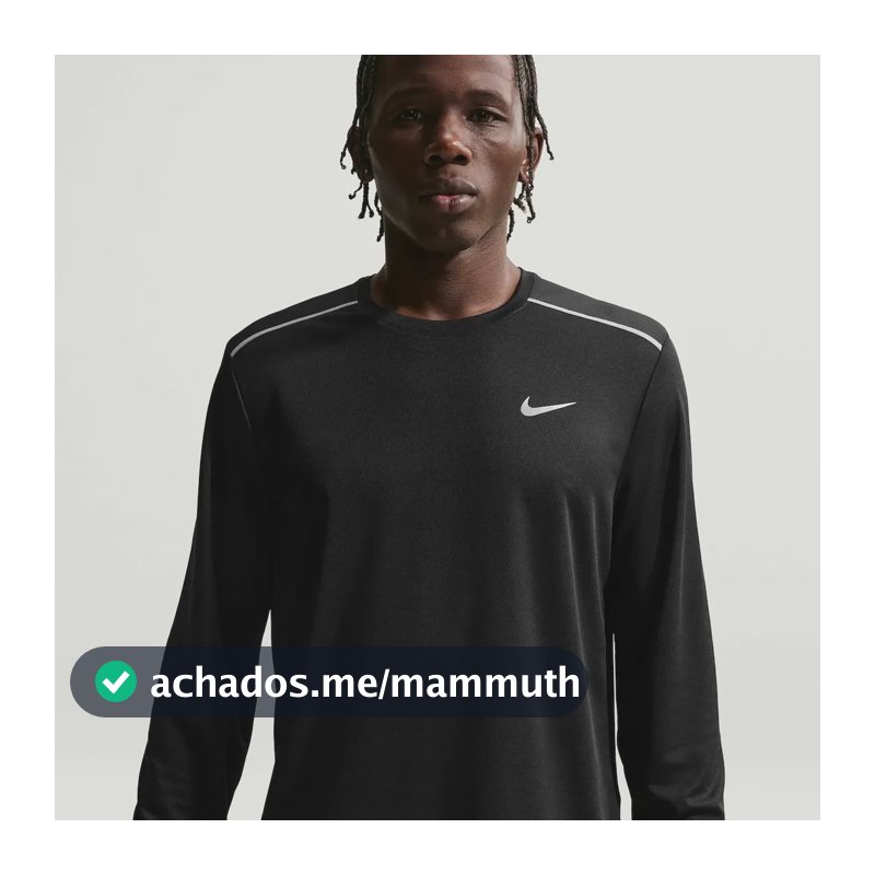Camiseta Dri-fit Nike Manga Longa Uv Miler Masculina Preto G
