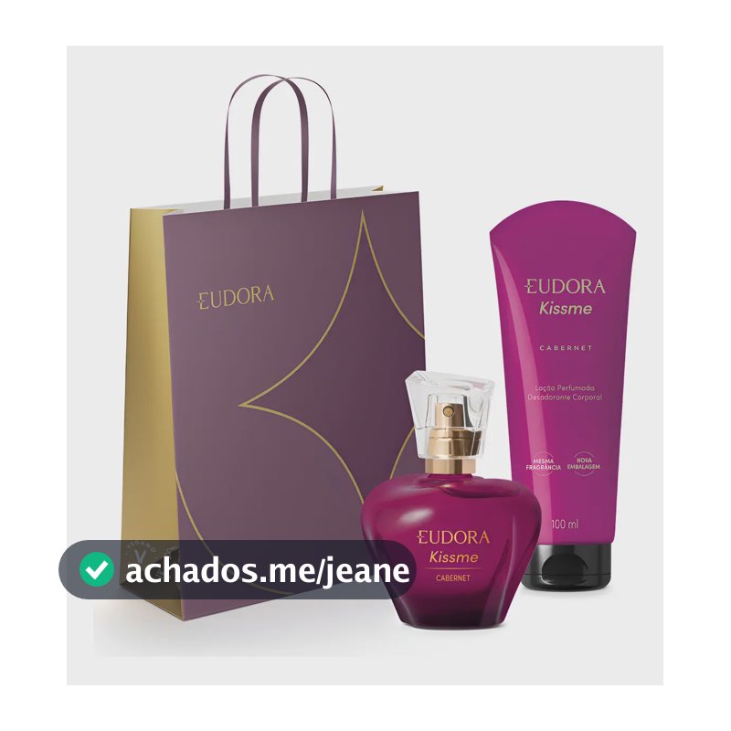 Eudora Kiss Me Cabernet Presente: Colônia 50ml + Loção Perfumada 100ml + Sacola