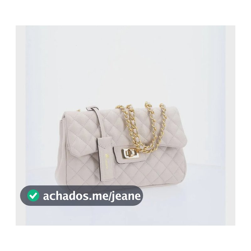 Bolsa Feminina Média Transversal Em Couro Legítimo Matelassê Cor Marfim