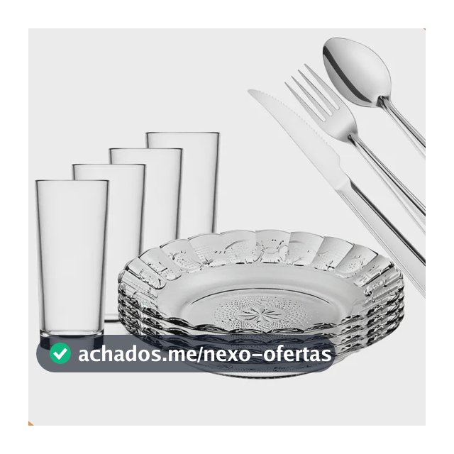Aparelho De Jantar 20 Peças - Pratos + Copos + Talheres Inox Transparente