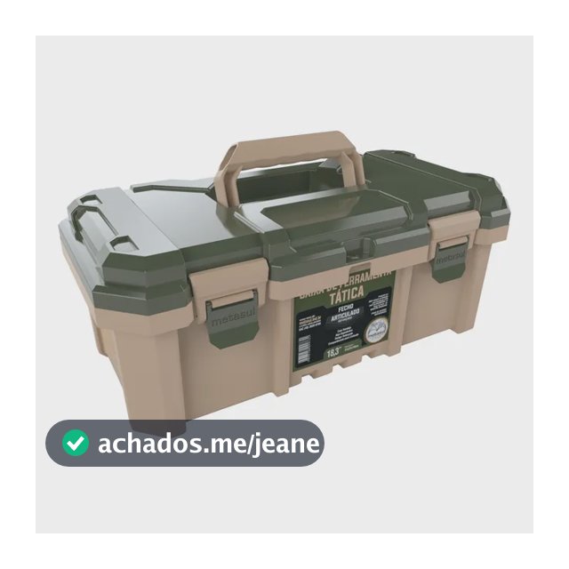 Caixa de Ferramentas Metasul Tática Reforçada Plástico Bandeja 44cm