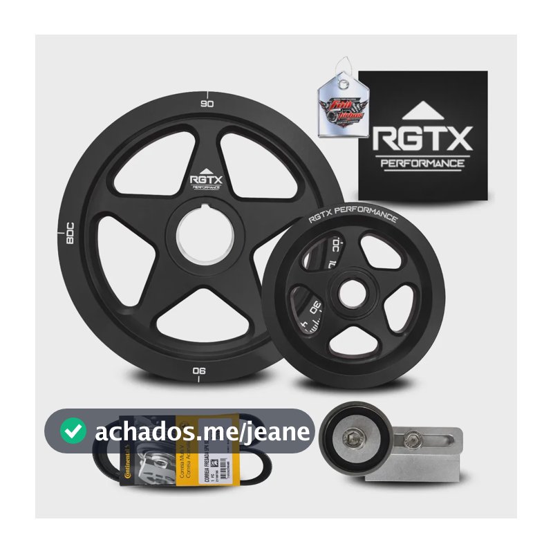 Kit Polias Alumínio + Correia + Esticador | Fusca | Preto