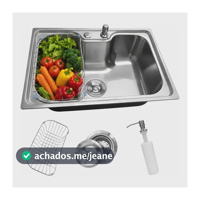 Pia Cuba Cozinha Gourmet Aço Inox 60x42 Com Acessórios Prateado