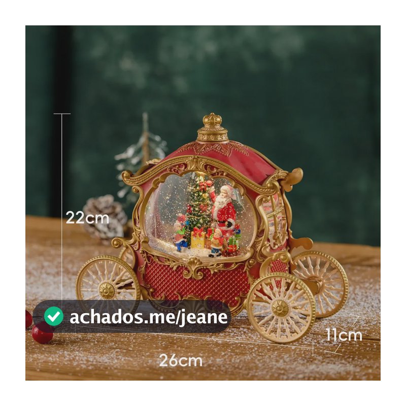 Globo De Neve Carruagem Vermelha Com Papai Noel E 8 Músicas Carruagem De Abóbora Vermelha 1.5v