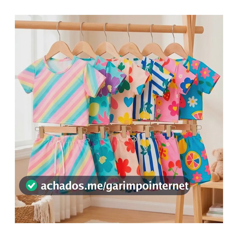 Kit 4 Peças De Roupa Infantil Menina Cropped E Shorts Verão Kit 2 Conjuntos Sortidos 8 - Veste 6/7 Anos