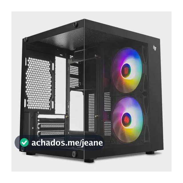 Gabinete Gamer Aquario Pichau Atom X PG-ATOMX-BK Lat De Vidro C/2 Fans Bk cor preto