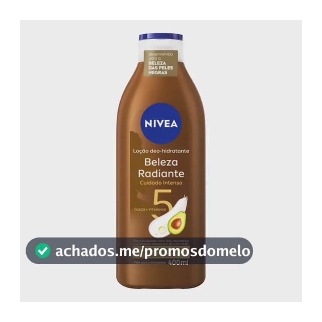 NIVEA Hidratante Desodorante Beleza Radiante Cuidado Intenso 400ml, Hidratação Profunda 48h, Brilho Natural, Corporal, Pele Seca e Extrasseca