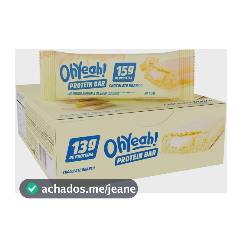 12 Barras Do Oh Yeah! Protein Bar 45g - Sabor Chocolate Branco Com 15g De Proteína Por Barra