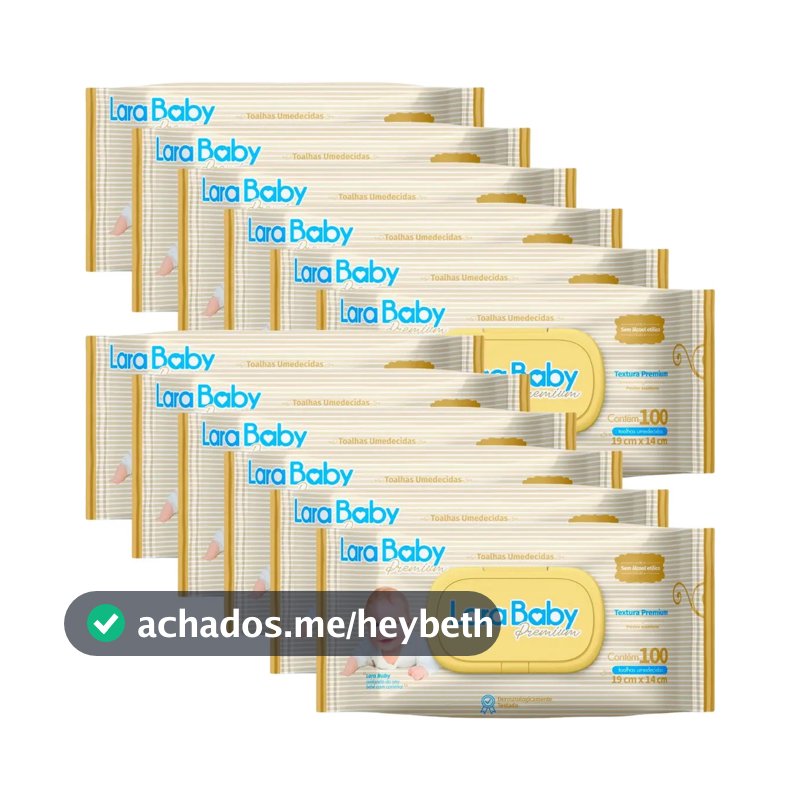Kit C/12 Toalha Umed Lara Baby Premium C/100un