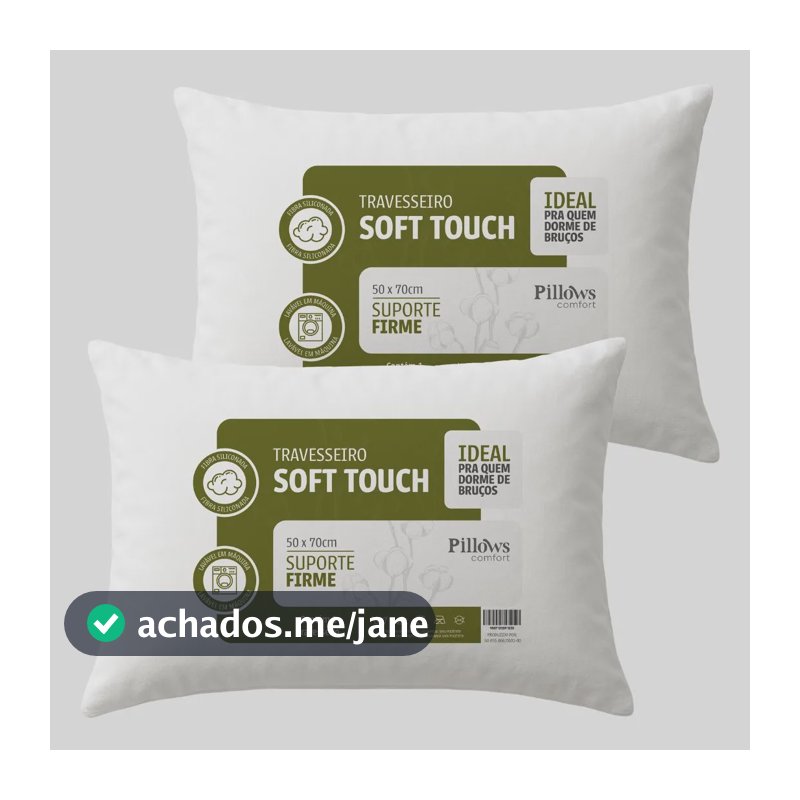 Kit 2 Travesseiros Antialérgico Soft Coton 50x70cm Branco