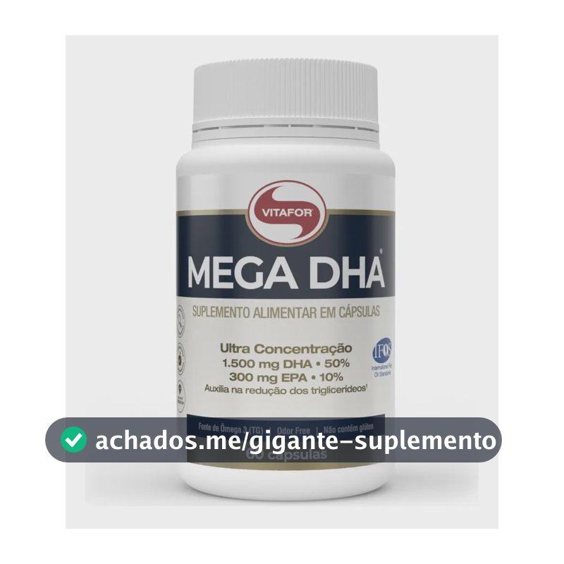 Mega Dha 60 Cápsulas Ômega 3 Vitafor Sem Sabor