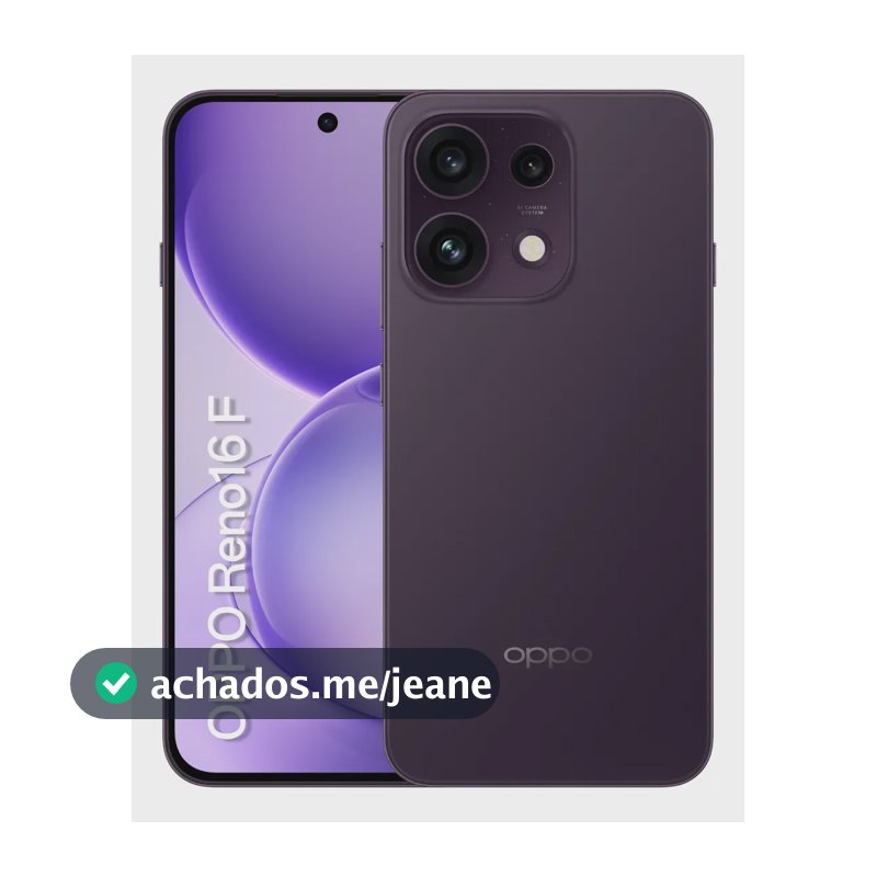 Smartphone OPPO Reno 16F 5G 128GB 8GB RAM Física, 8GB RAM Virtual Bateria 7000 mAh Camera AI 50MP NFC IP69K Violeta Crepúsculo