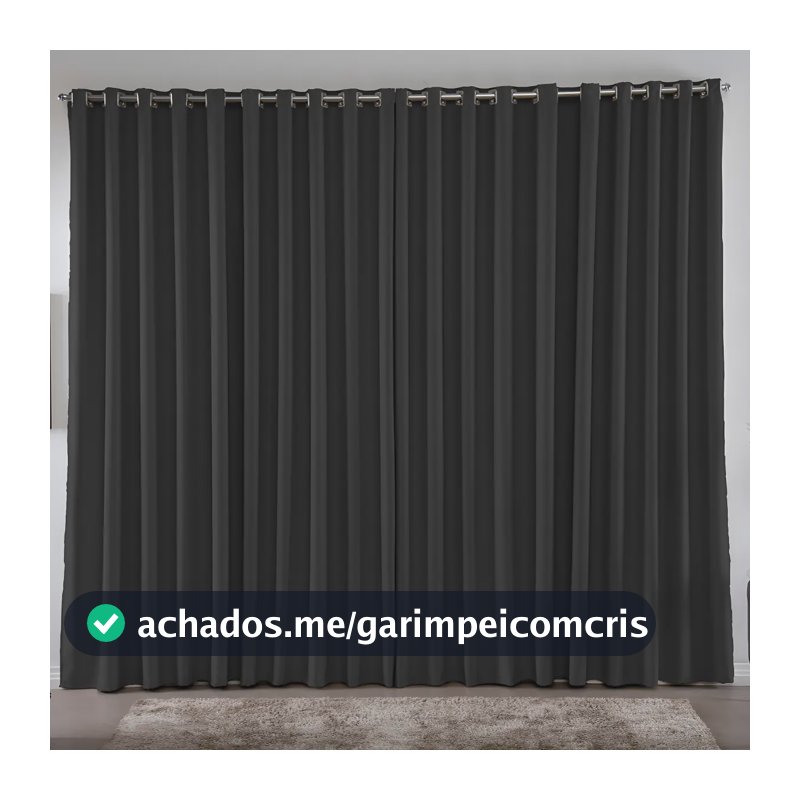 Cortina 4,00x2,80 Metros Blackout Blecaute Preto Corta Luz Em Tecido Grosso Para Quarto E Sala Texfine