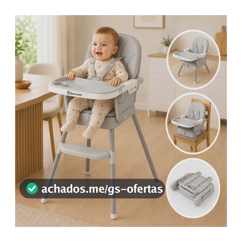 Cadeira De Alimentação Infantil Acolchoada 3 Em 1 Portátil Cor Cinza