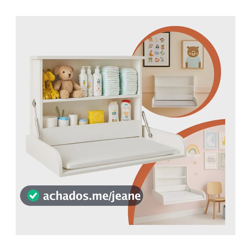 Trocador Fralda Bebê Fraldário De Parede Dobrável Retrátil Branco Trocador De Parede