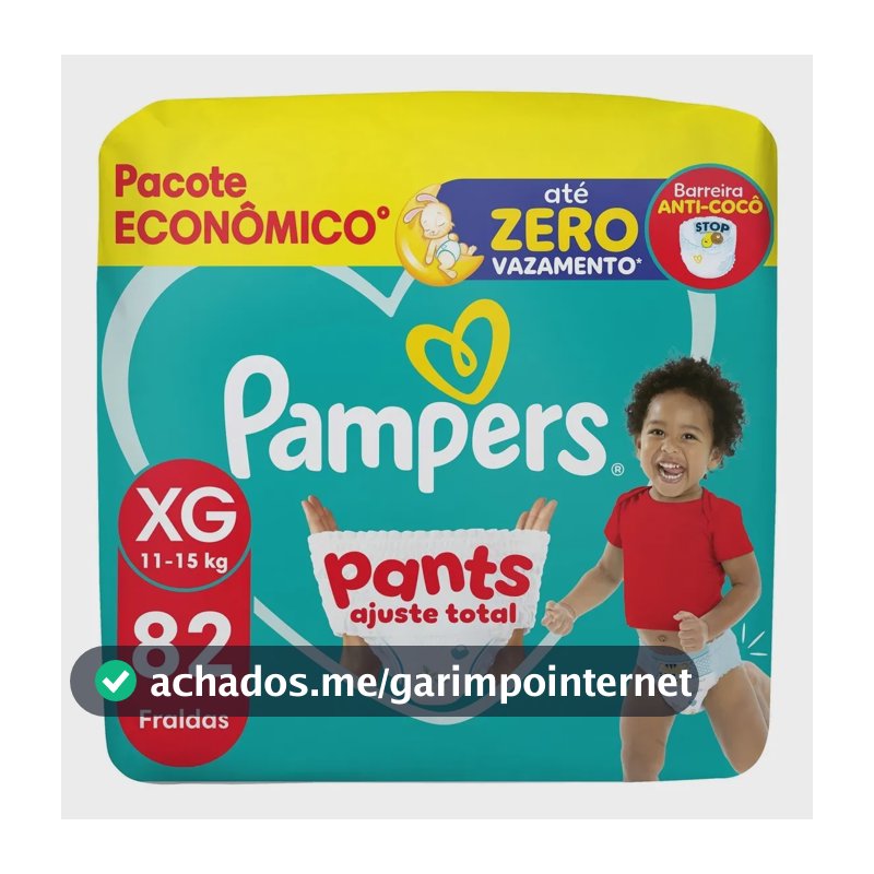 Fralda Pampers Pants Ajuste Total Tamanho XG, 82 Un