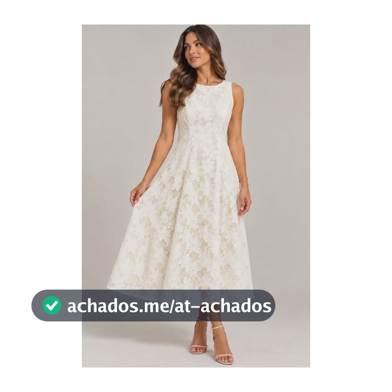 Vestido Midi Feminino Elegante Off White M