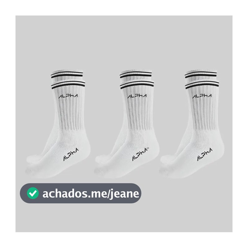 Kit 3 Meias Cano Médio  Alpha Branco U