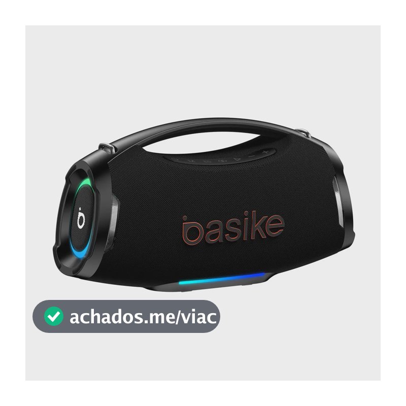 Caixa de Som Portátil Basike Bluetooth 200W Com Graves Reforçados e À Prova D'Água
