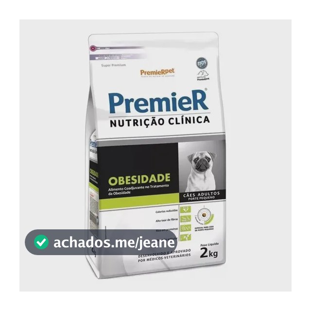 Ração Premier Nutrição Clínica Obesidade Cães Pequeno Porte Adultos 2 kg