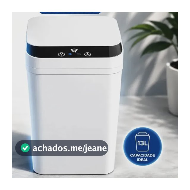 Lixeira Automatica Sensor Infravermelho 13L Tampa Elétrica Sem Toque Inteligente Banheiro Cozinha Abertura Automatica Vedacao Odor Compacta Plastico Resistente Residencial Smart Sensor Lixo RMI