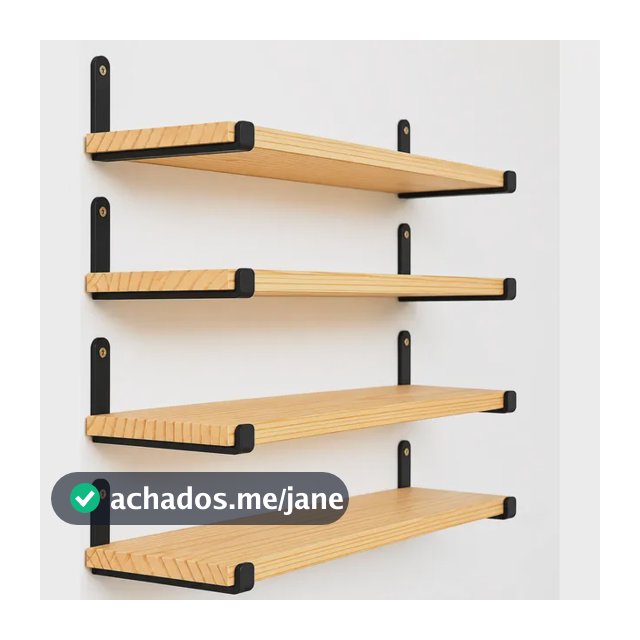 Kit 4 Prateleiras De Parede Em Madeira Macica E Ferro Preto Preto E Madeira