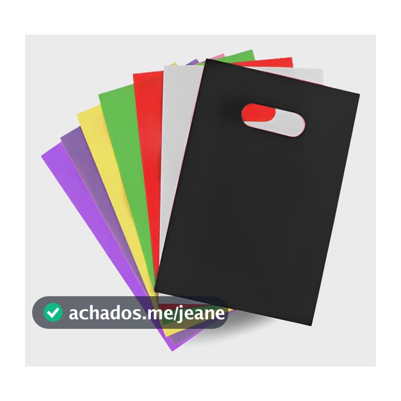 Kit 50 Un Sacolas Plásticas Boca Palhaço 50x40 Alça Vazada Cor Preto Liso