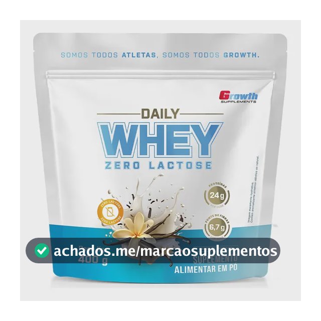 Daily Whey Protein Zero Lactose 400g Growth Supplements Baunilha