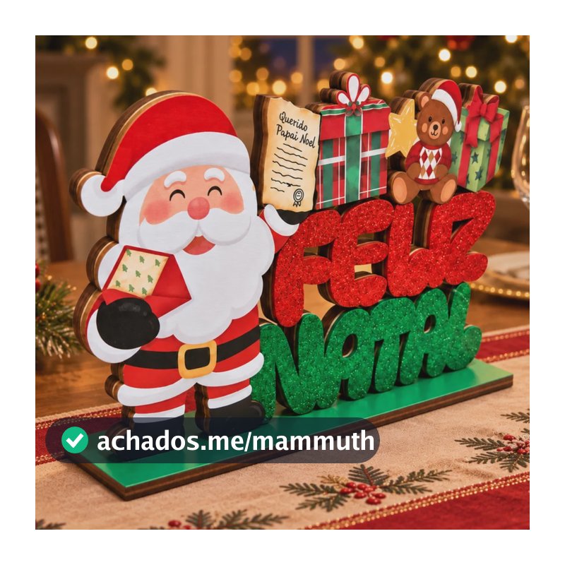 Placa Feliz Natal Papai Noel Decorativa De Mesa Natalina Vermelho Placa Pequena Nenhum