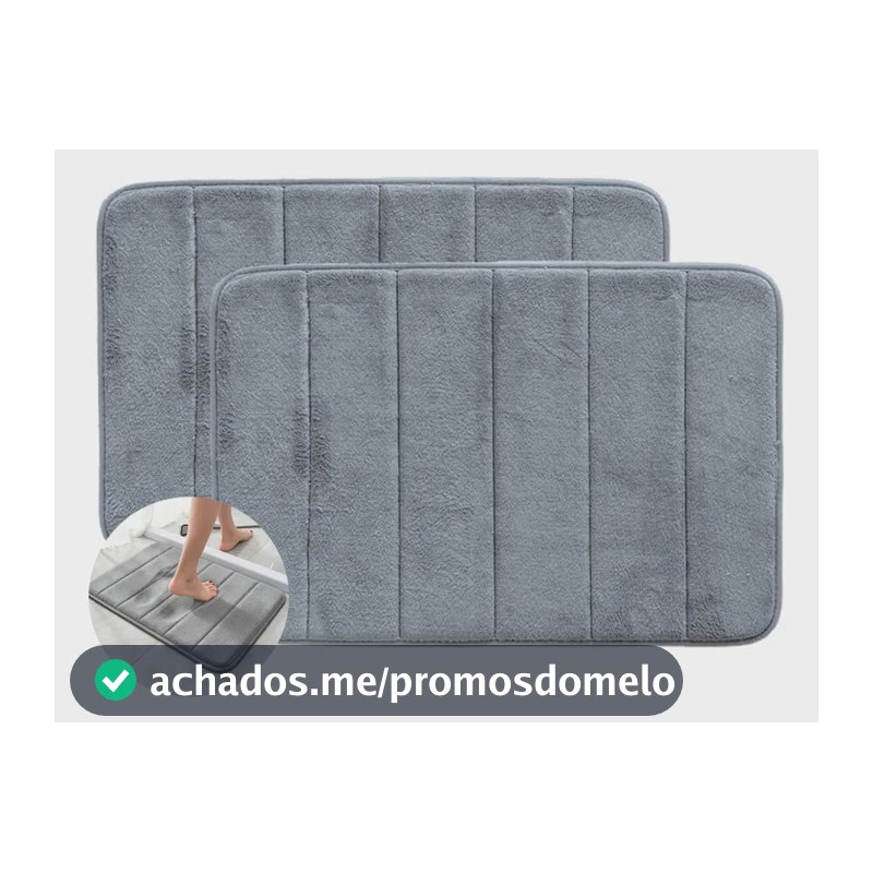 Kit 2 Tapetes Felpudos Banheiro Antiderrapantes 60x40cm Cinza Geométrico